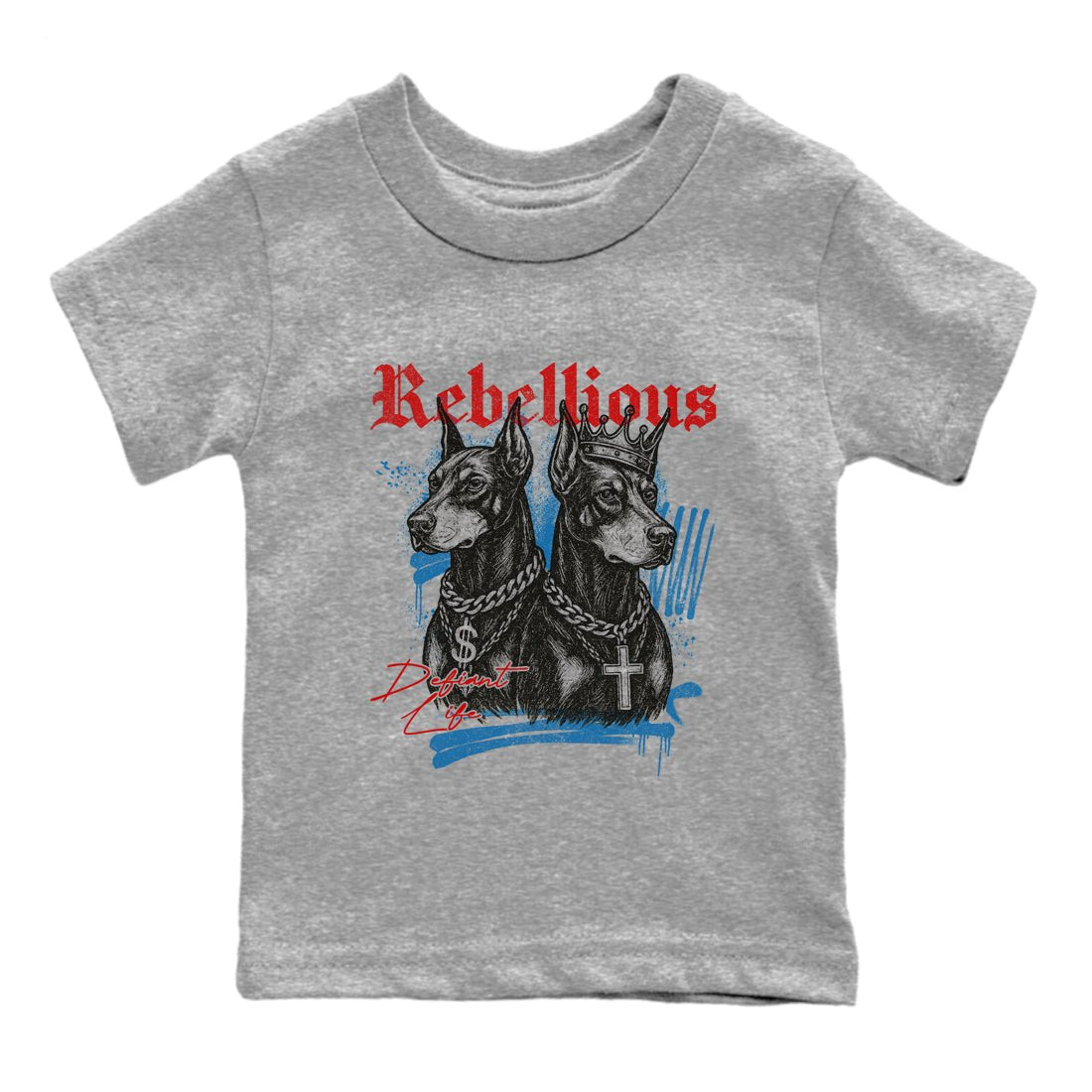 Rebellious baby and kids t-shirt crafted for little sneakerheads to shine with the Air Jordan 3 Rare Air sneakers, displayed in Heather Grey 2.
