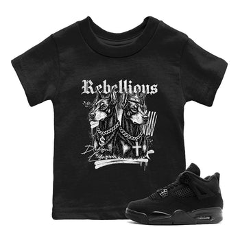Best Sneakerfit graphic tee – Sneaker Tees To Match Air Jordan 4 Retro Black Cat Sneakers – Rebellious Kids T-Shirt Black 1