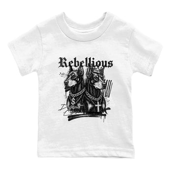 Best Sneakerfit graphic tee – Sneaker Tees To Match Air Jordan 4 Retro Black Cat Sneakers – Rebellious Kids T-Shirt White 2