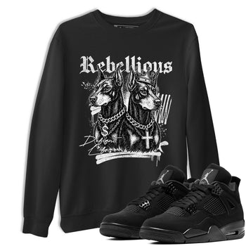 Sneaker Threads – Sneaker Tees To Match Air Jordan 4 Black Cat – Rebellious Graphic Tee Black 1. Perfect for Jordan releases 2025 colorways.