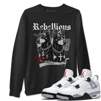 Rebellious sneaker match t-shirt styled to complete your fit with the Air Jordan 4 White Cement sneakers, shown in Black 1.
