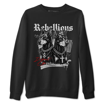 Rebellious sneaker match t-shirt styled to complete your fit with the Air Jordan 4 White Cement sneakers, shown in Black 2.