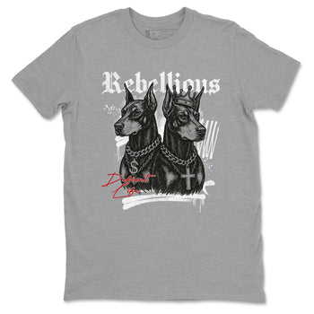 Rebellious sneaker match t-shirt styled to complete your fit with the Air Jordan 4 White Cement sneakers, shown in Heather Grey 2.