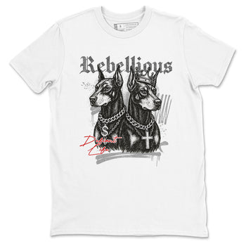 Rebellious sneaker match t-shirt styled to complete your fit with the Air Jordan 4 White Cement sneakers, shown in White 2.