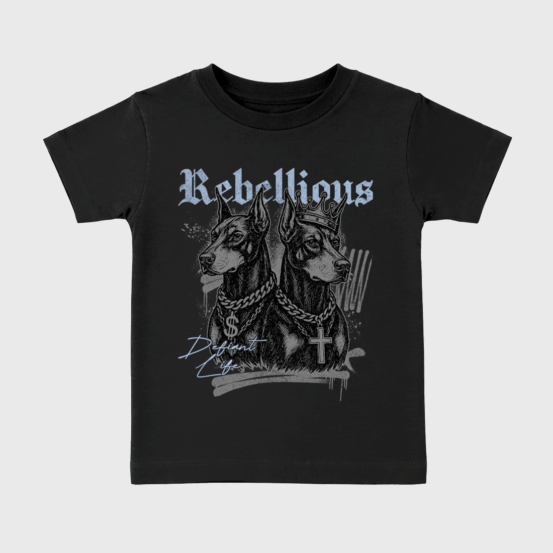 Sneaker match tees – Sneaker Tees To Match Air Jordan 5 Wolf Grey Shoes – Rebellious Kids T-Shirt Black 2