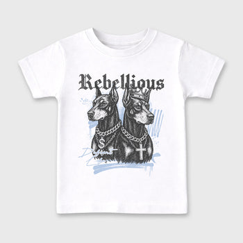 Sneaker match tees – Sneaker Tees To Match Air Jordan 5 Wolf Grey Shoes – Rebellious Kids T-Shirt White 2