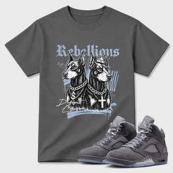 Sneaker match tees – Sneaker Tees To Match Air Jordan 5 Wolf Grey Shoes – Rebellious Tee Cool Grey 1