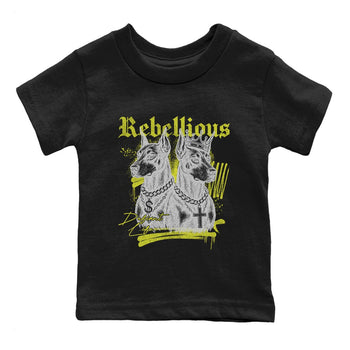 Rebellious baby and kids t-shirt crafted for little sneakerheads to shine with the Air Max 90 Cyber sneakers, displayed in Black 2.