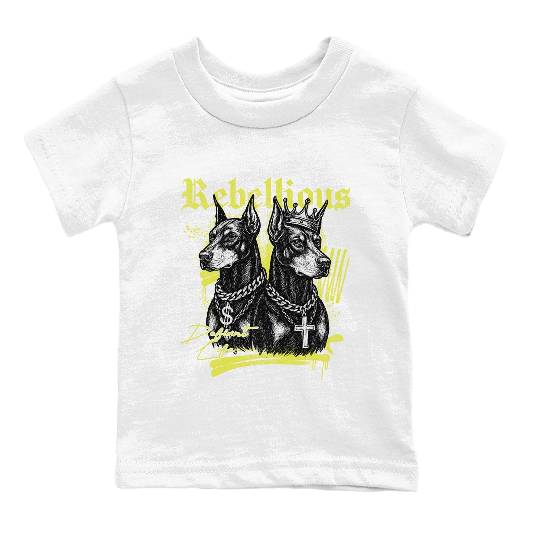 Rebellious baby and kids t-shirt crafted for little sneakerheads to shine with the Air Max 90 Cyber sneakers, displayed in White 2.