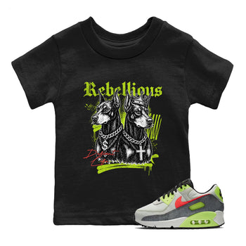 Sneaker Threads – Sneaker Tees To Match Air Max 90 Spruce Aura and Ghost Green – Rebellious Youth Graphic Tee Black 1. Perfect for Jordan releases 2025 colorways.
