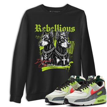 Sneaker Threads – Sneaker Tees To Match Air Max 90 Spruce Aura and Ghost Green – Rebellious Graphic Tee Black 1. Perfect for Jordan releases 2025 colorways.