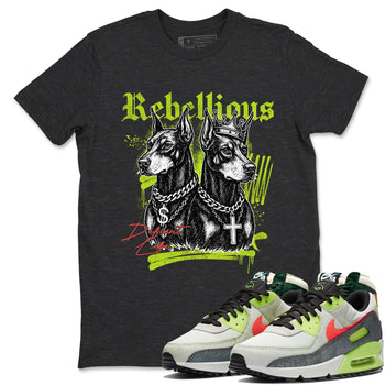 Sneaker Threads – Sneaker Tees To Match Air Max 90 Spruce Aura and Ghost Green – Rebellious Graphic Tee Charcoal Heather 1. Perfect for Jordan releases 2025 colorways.