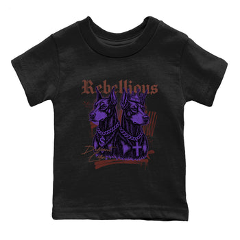 Sneaker match tees – Sneaker Threads To Match Dunk Low Persian Violet Shoes – Rebellious Kids T-Shirt Black 2