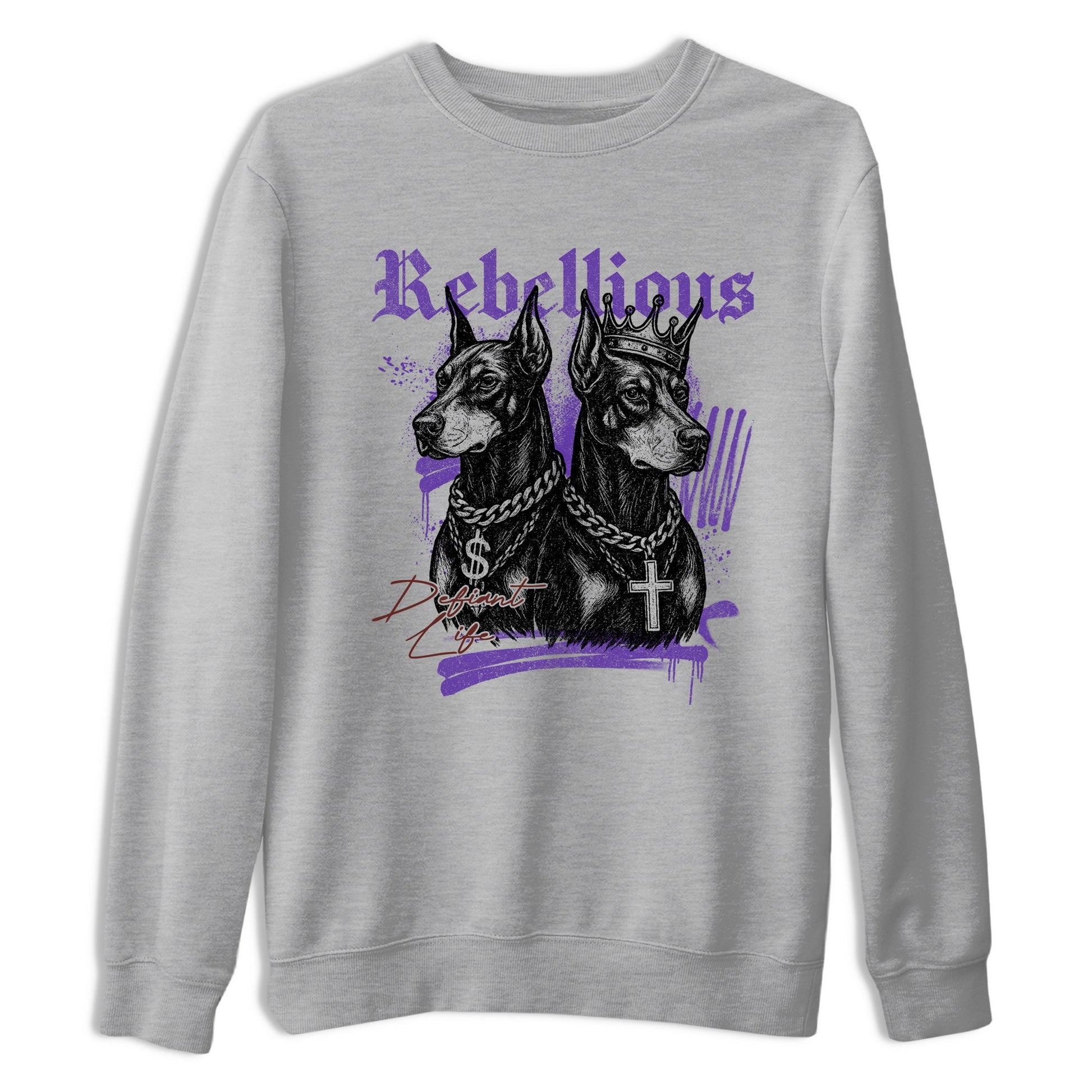 Sneaker match tees – Sneaker Threads To Match Dunk Low Persian Violet Shoes – Rebellious Tee Heather Grey 2