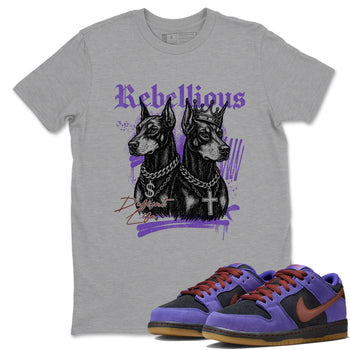 Sneaker match tees – Sneaker Threads To Match Dunk Low Persian Violet Shoes – Rebellious Tee Heather Grey 1