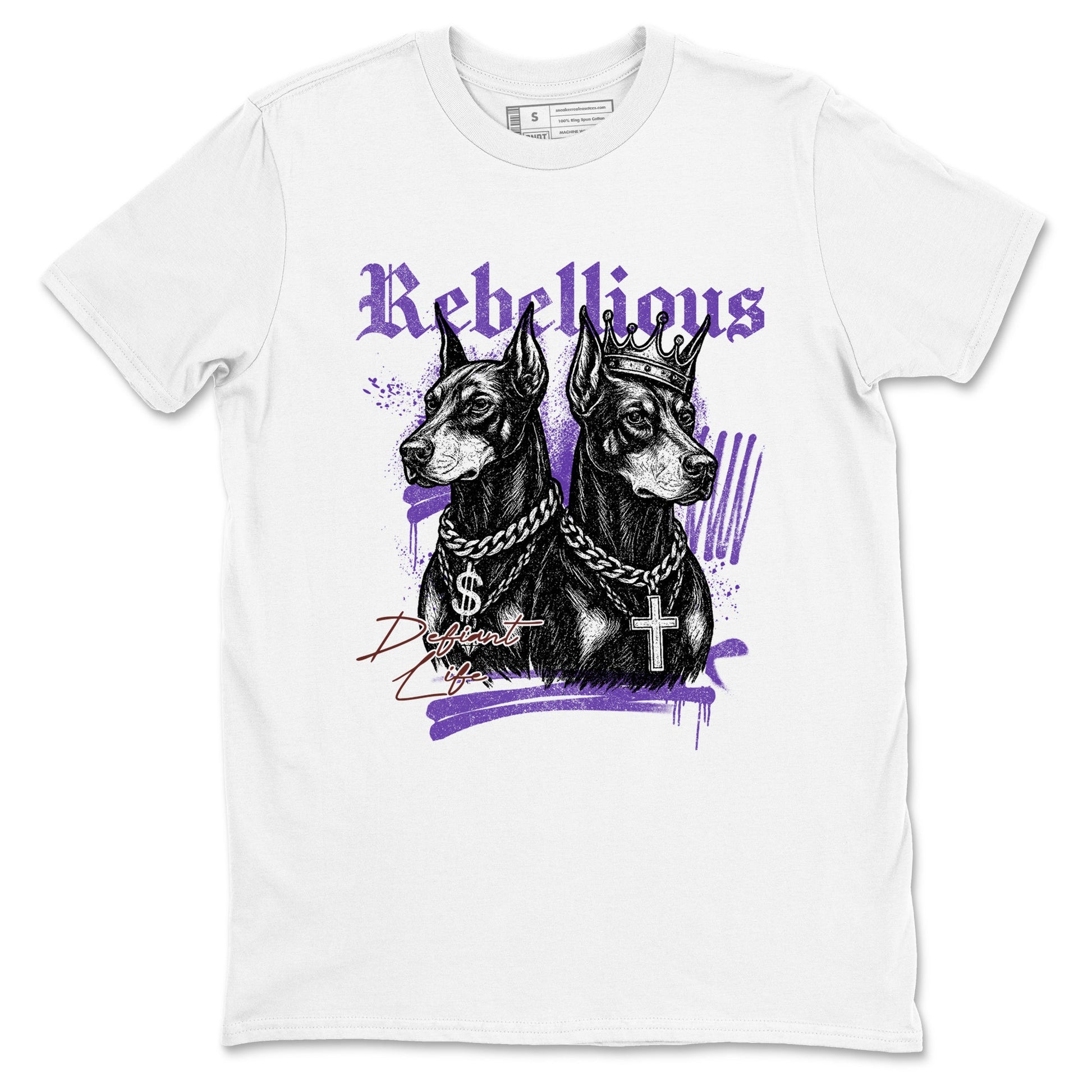 Sneaker match tees – Sneaker Threads To Match Dunk Low Persian Violet Shoes – Rebellious Tee White 2