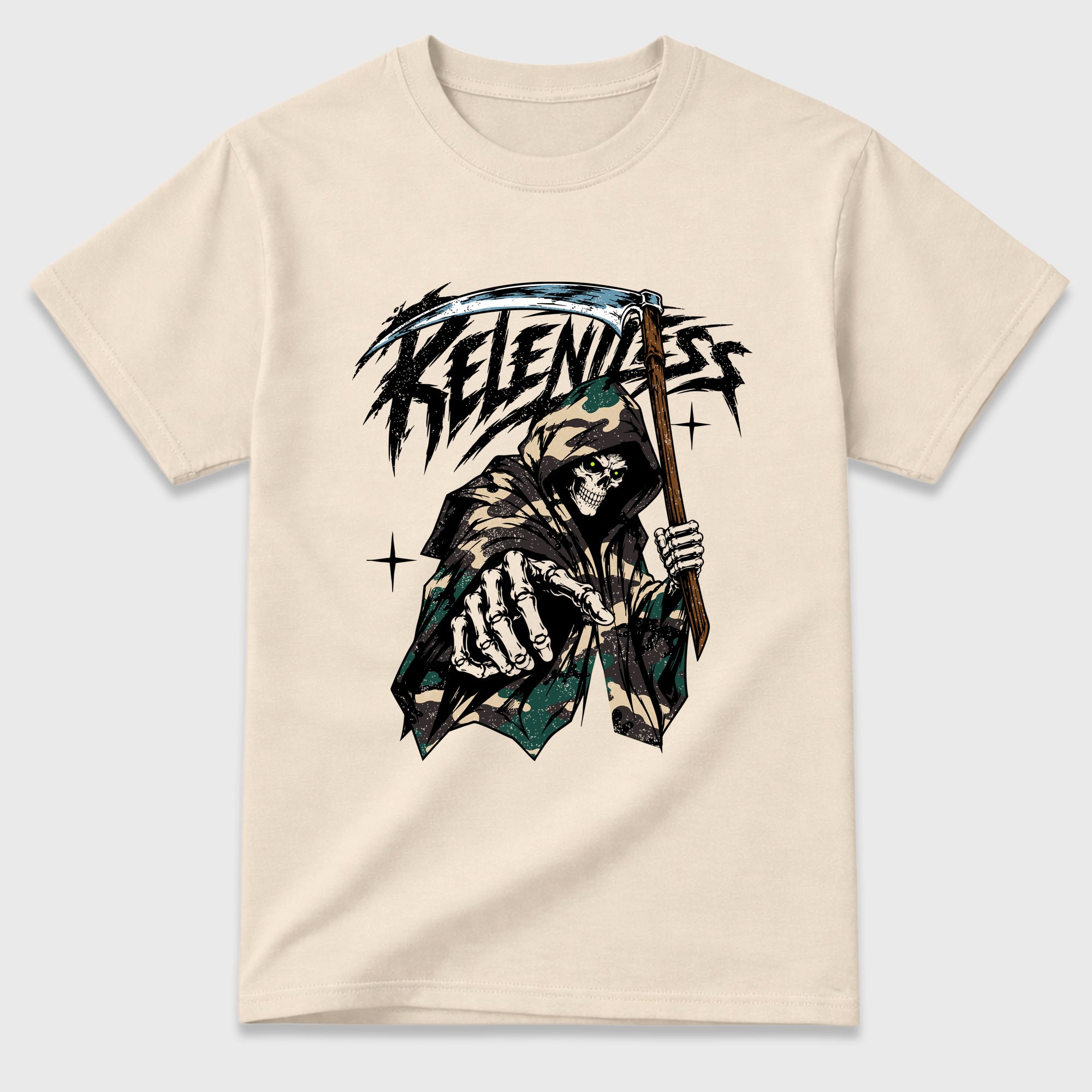 Relentless Graphic T-Shirt featuring original streetwear artwork designed to match the Air Foamposite Pro Green Camo. Natural 2 Graphic T-Shirt.