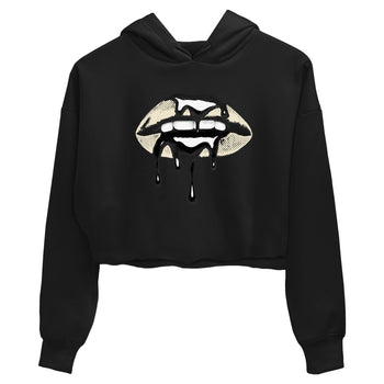 Sneaker Threads – Sneaker Tees To Match Air Foamposite One Pearl – Retro Dripping Lips Crop Tee Black 2. Perfect for Jordan releases 2025 colorways.