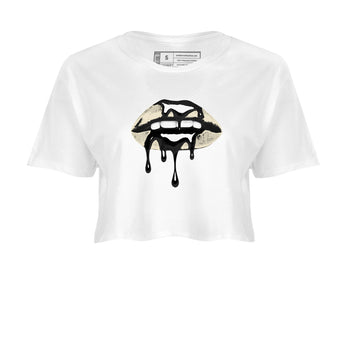 Sneaker Threads – Sneaker Tees To Match Air Foamposite One Pearl – Retro Dripping Lips Crop Tee White 2. Perfect for Jordan releases 2025 colorways.