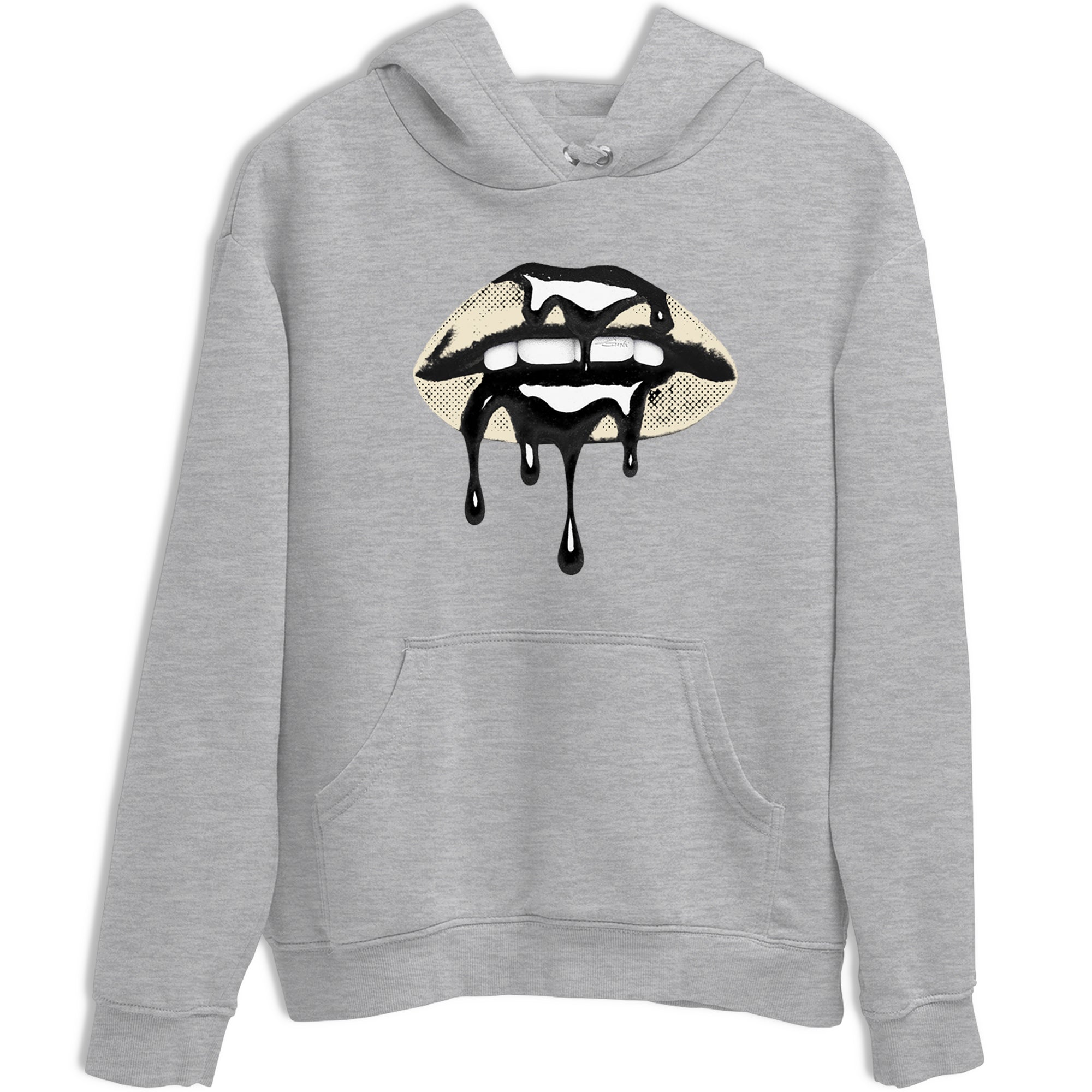 Sneaker Threads – Sneaker Tees To Match Air Foamposite One Pearl – Retro Dripping Lips Graphic Tee Heather Grey 2. Perfect for Jordan releases 2025 colorways.