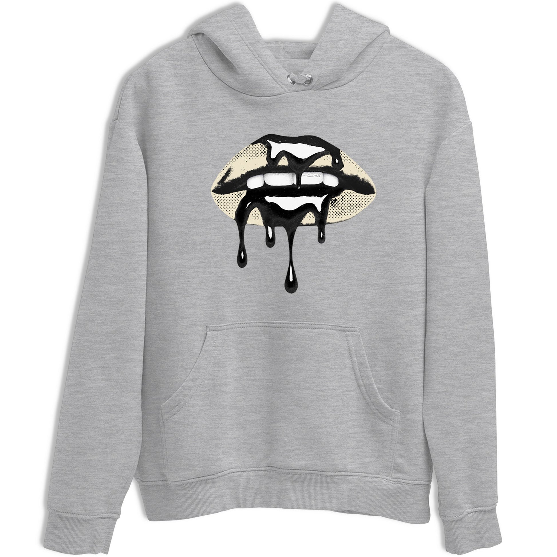 Sneaker Threads – Sneaker Tees To Match Air Foamposite One Pearl – Retro Dripping Lips Graphic Tee Heather Grey 2. Perfect for Jordan releases 2025 colorways.