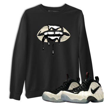 Sneaker Threads – Sneaker Tees To Match Air Foamposite One Pearl – Retro Dripping Lips Graphic Tee Black 1. Perfect for Jordan releases 2025 colorways.