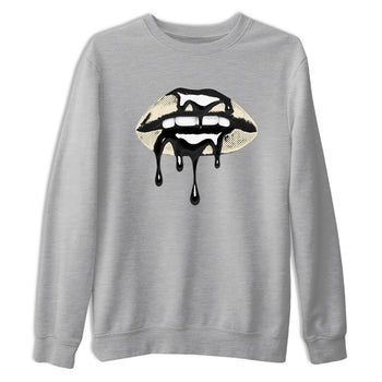 Sneaker Threads – Sneaker Tees To Match Air Foamposite One Pearl – Retro Dripping Lips Graphic Tee Heather Grey 2. Perfect for Jordan releases 2025 colorways.