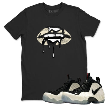 Sneaker Threads – Sneaker Tees To Match Air Foamposite One Pearl – Retro Dripping Lips Graphic Tee Black 1. Perfect for Jordan releases 2025 colorways.