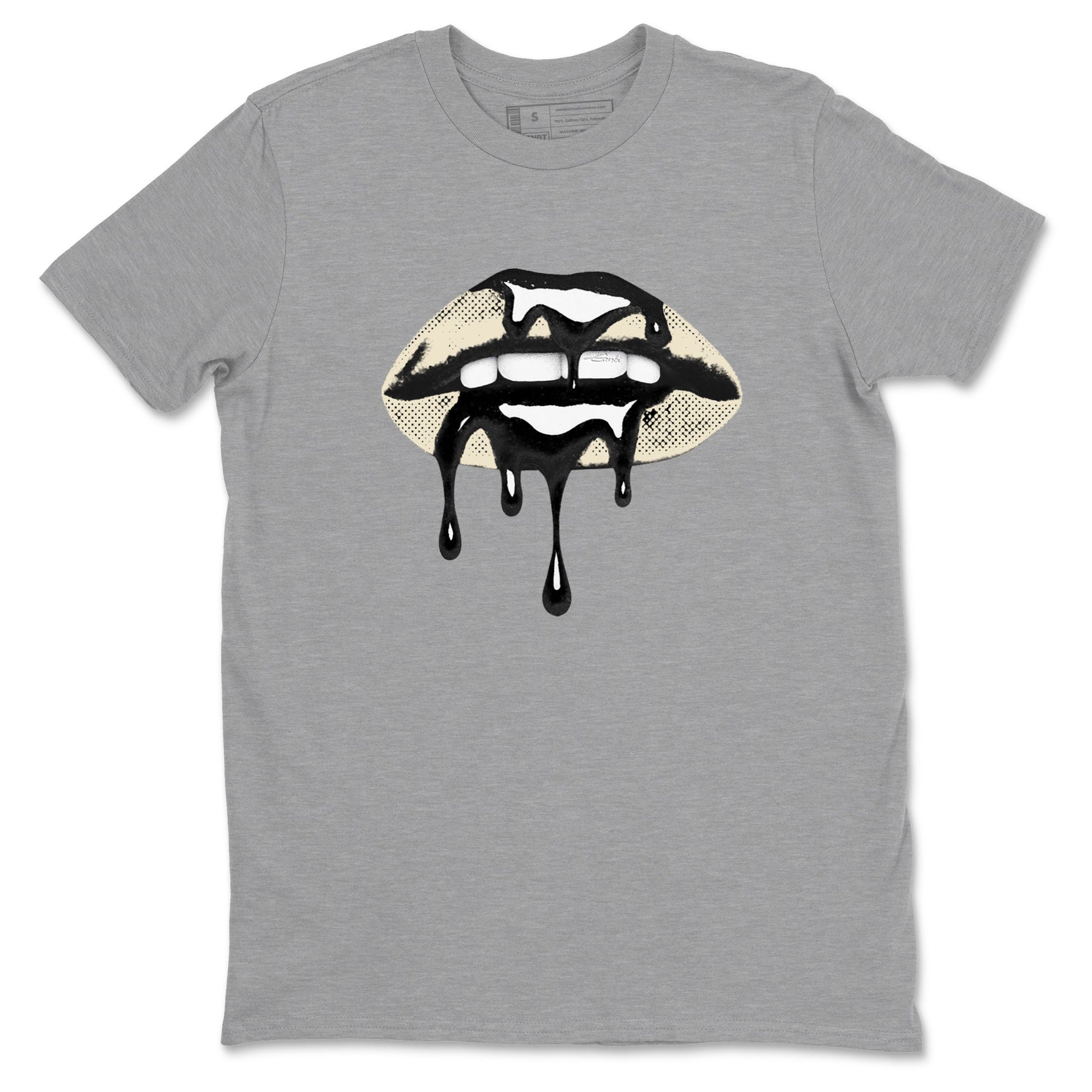 Sneaker Threads – Sneaker Tees To Match Air Foamposite One Pearl – Retro Dripping Lips Graphic Tee Heather Grey 2. Perfect for Jordan releases 2025 colorways.