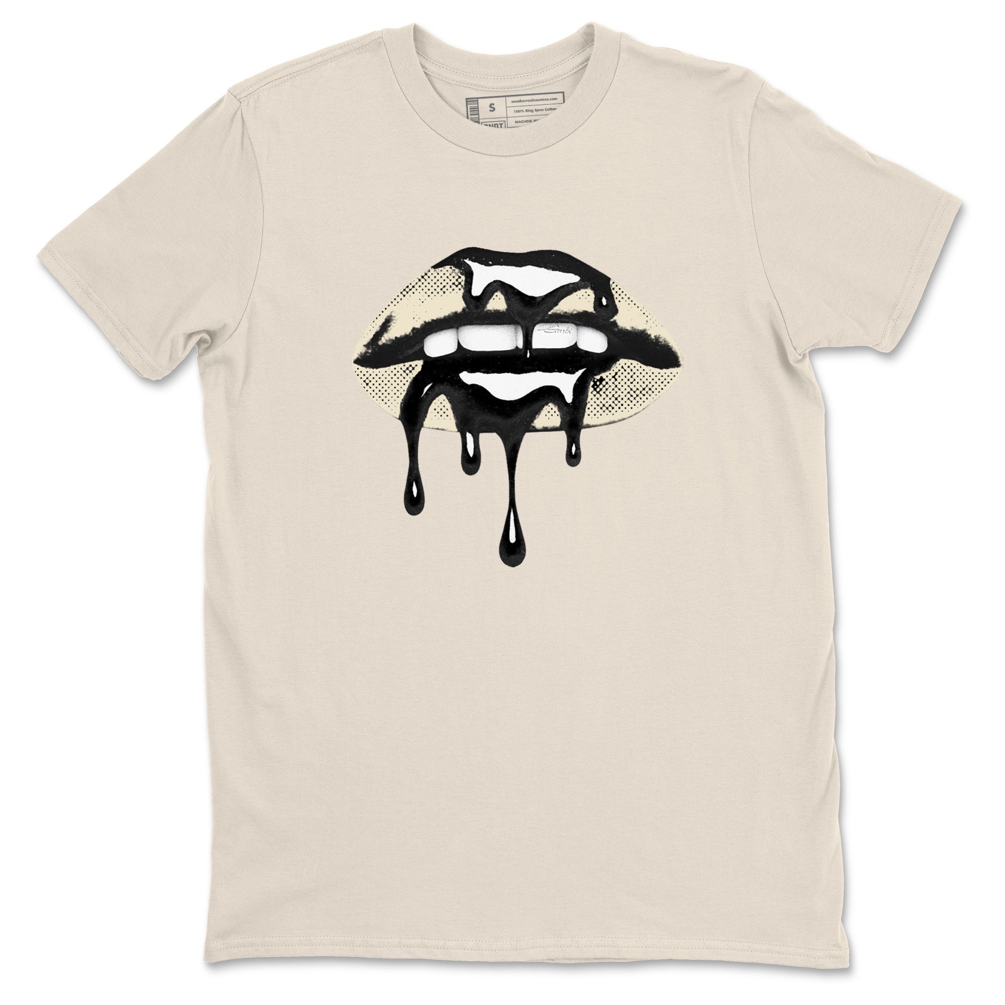 Sneaker Threads – Sneaker Tees To Match Air Foamposite One Pearl – Retro Dripping Lips Graphic Tee Natural 2. Perfect for Jordan releases 2025 colorways.