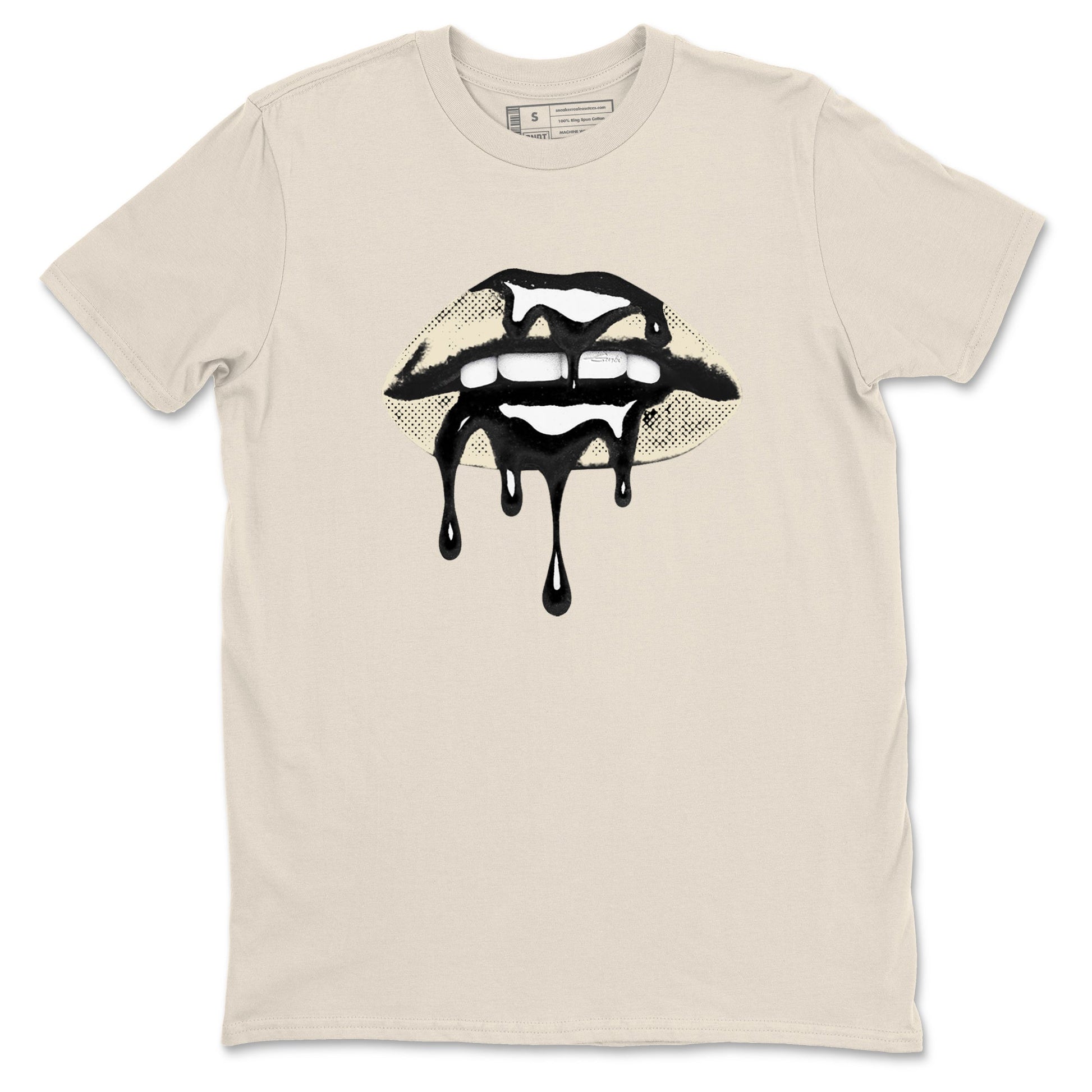 Sneaker Threads – Sneaker Tees To Match Air Foamposite One Pearl – Retro Dripping Lips Graphic Tee Natural 2. Perfect for Jordan releases 2025 colorways.