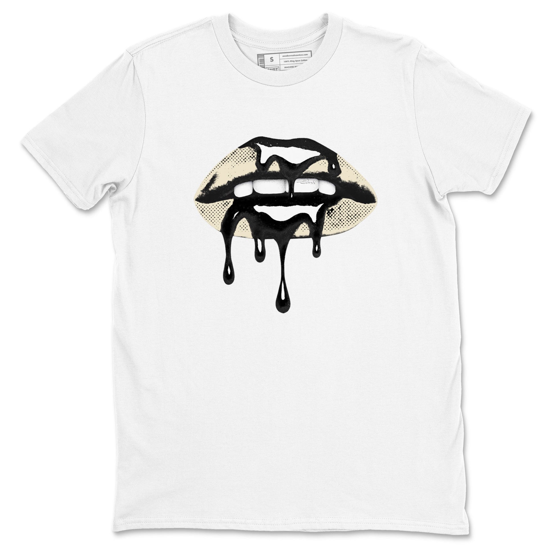 Sneaker Threads – Sneaker Tees To Match Air Foamposite One Pearl – Retro Dripping Lips Graphic Tee White 2. Perfect for Jordan releases 2025 colorways.