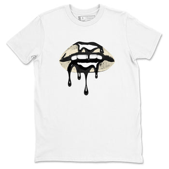 Sneaker Threads – Sneaker Tees To Match Air Foamposite One Pearl – Retro Dripping Lips Graphic Tee White 2. Perfect for Jordan releases 2025 colorways.