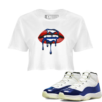 Sneaker Threads – Sneaker Tees To Match Air Jordan 11 Rare Air – Retro Dripping Lips Crop Tee White 1. Perfect for Jordan releases 2025 colorways.