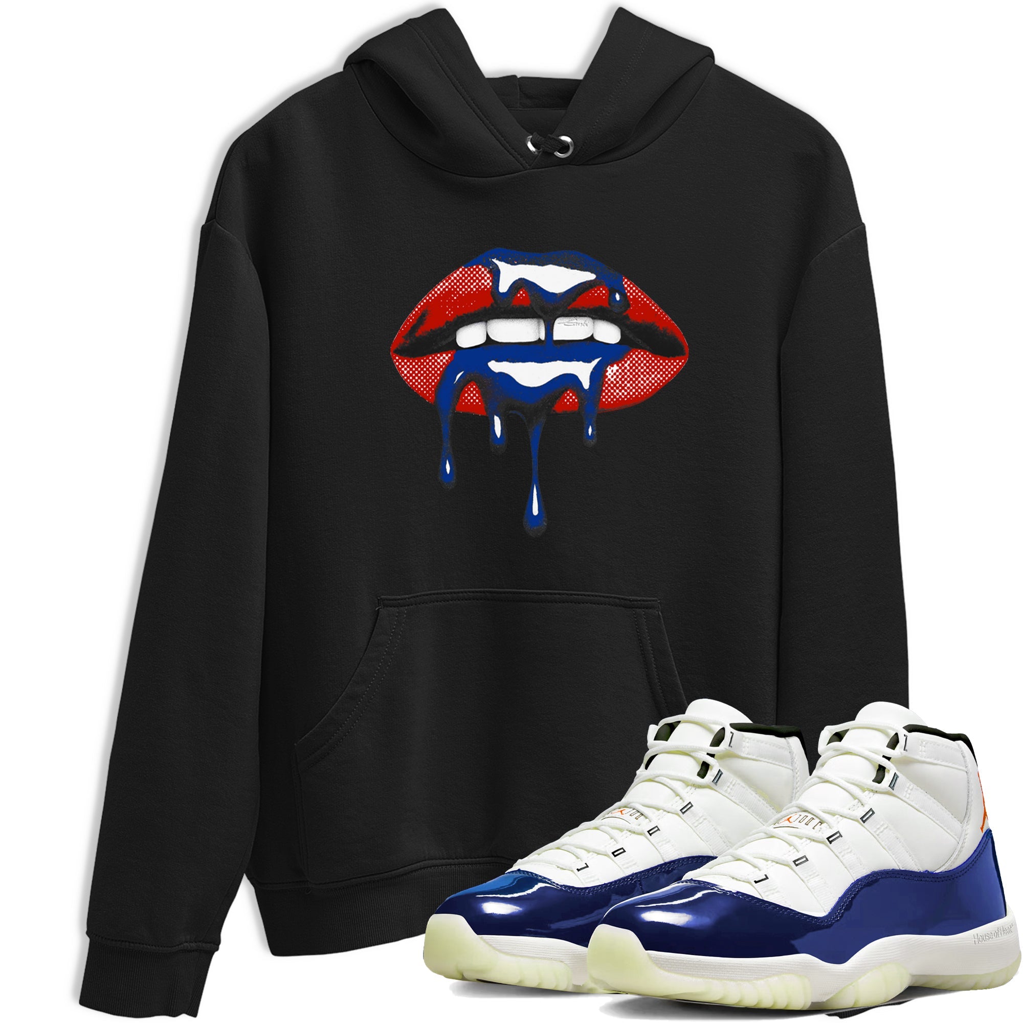 Sneaker Threads – Sneaker Tees To Match Air Jordan 11 Rare Air – Retro Dripping Lips Graphic Tee Black 1. Perfect for Jordan releases 2025 colorways.