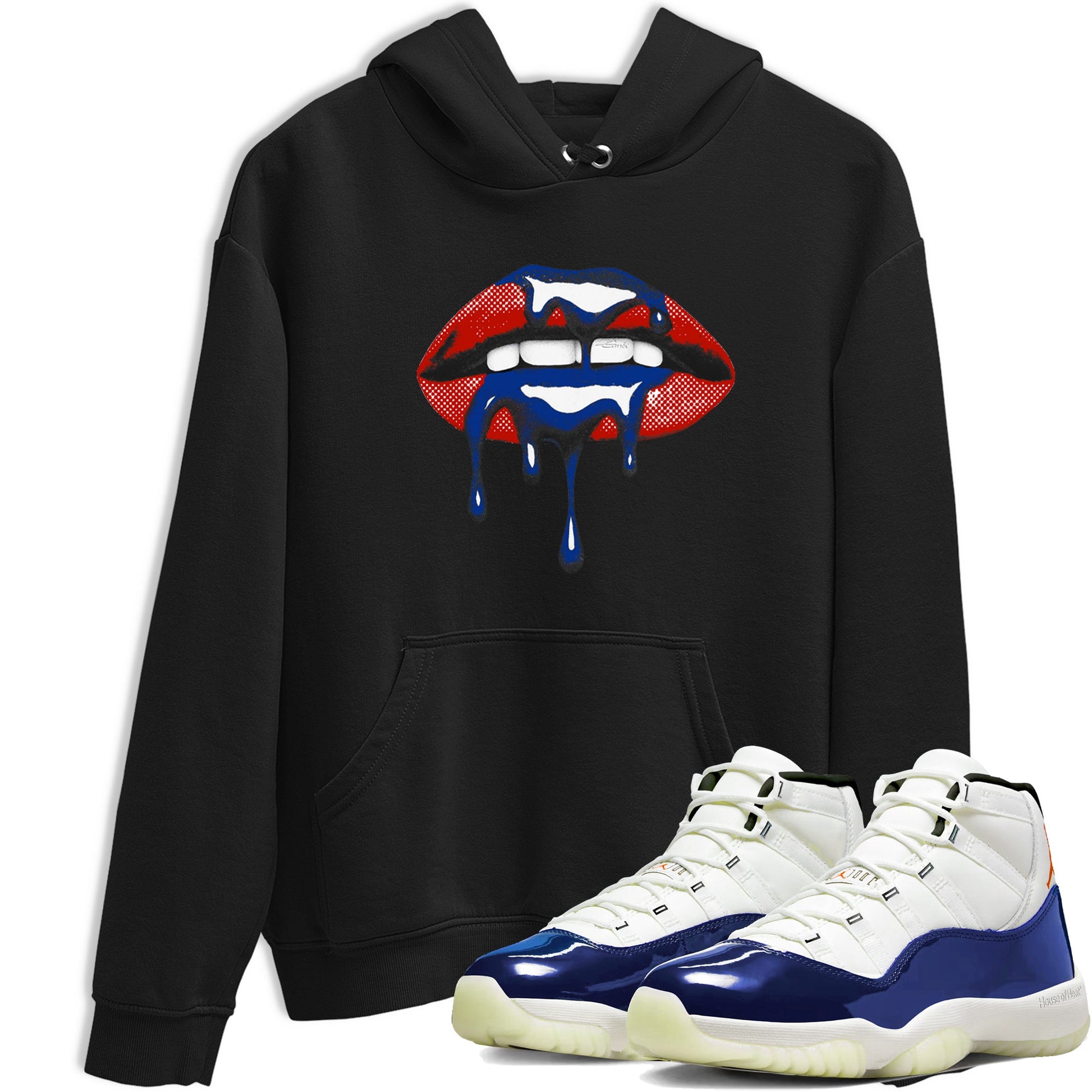Sneaker Threads – Sneaker Tees To Match Air Jordan 11 Rare Air – Retro Dripping Lips Graphic Tee Black 1. Perfect for Jordan releases 2025 colorways.