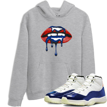 Sneaker Threads – Sneaker Tees To Match Air Jordan 11 Rare Air – Retro Dripping Lips Graphic Tee Heather Grey 1. Perfect for Jordan releases 2025 colorways.