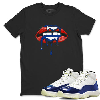 Sneaker Threads – Sneaker Tees To Match Air Jordan 11 Rare Air – Retro Dripping Lips Graphic Tee Black 1. Perfect for Jordan releases 2025 colorways.