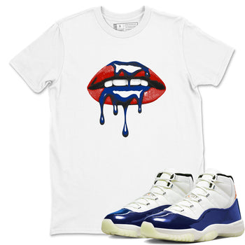 Sneaker Threads – Sneaker Tees To Match Air Jordan 11 Rare Air – Retro Dripping Lips Graphic Tee White 1. Perfect for Jordan releases 2025 colorways.