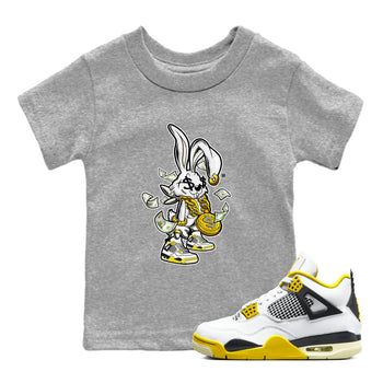 4s Vivid Sulfur shirt to match jordans Rich Bunny sneaker tees Air Jordan 4 Vivid Sulfur SNRT sneaker release tees baby toddler Heather Grey 1 cotton Shirt