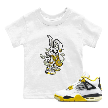4s Vivid Sulfur shirt to match jordans Rich Bunny sneaker tees Air Jordan 4 Vivid Sulfur SNRT sneaker release tees baby toddler White 1 cotton Shirt