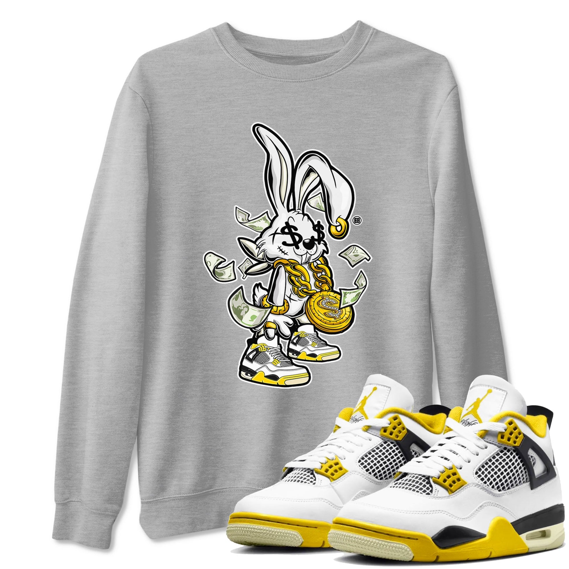 4s Vivid Sulfur shirt to match jordans Rich Bunny sneaker tees Air Jordan 4 Vivid Sulfur SNRT Sneaker Release Tees unisex cotton Heather Grey 1 crew neck shirt