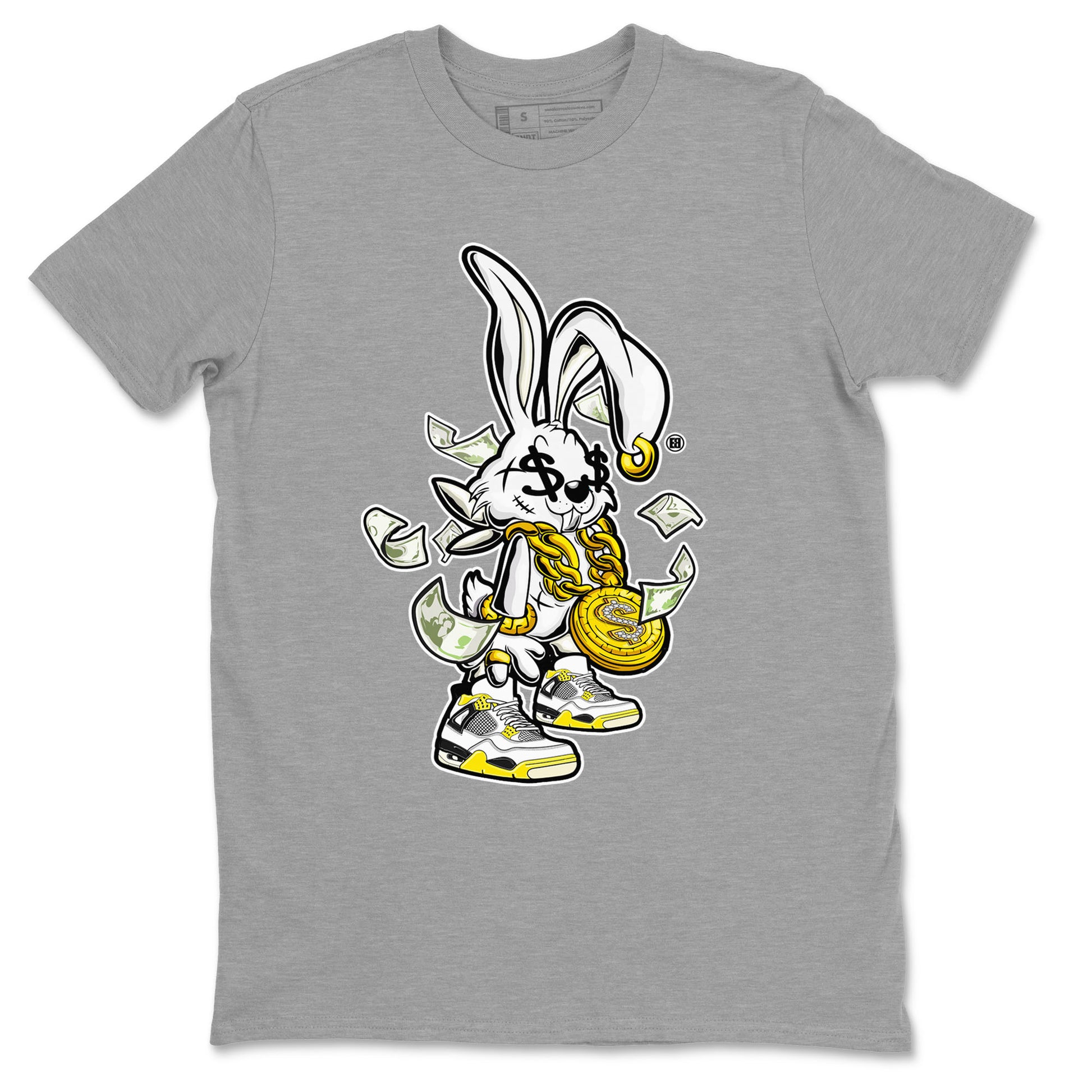 4s Vivid Sulfur shirt to match jordans Rich Bunny sneaker tees Air Jordan 4 Vivid Sulfur SNRT Sneaker Release Tees unisex cotton Heather Grey 2 crew neck shirt