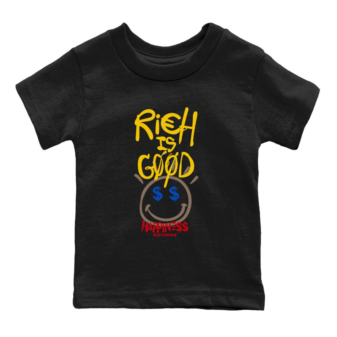 1s Travis Scott Canary shirt to match jordans Rich Is Good sneaker tees Air Jordan 1 Travis Scott Canary SNRT sneaker release tees baby toddler Black 2 cotton Shirt