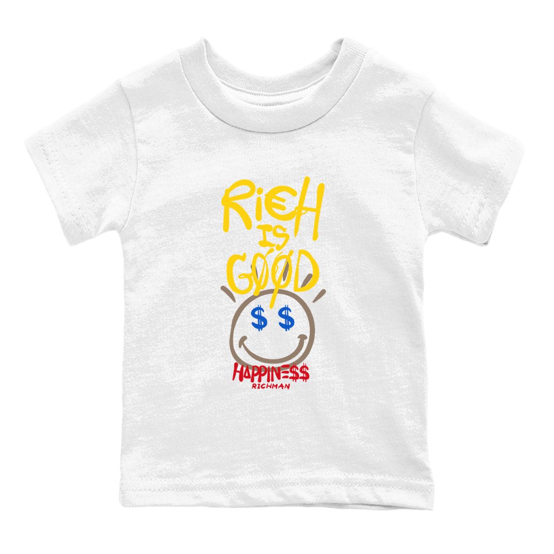 1s Travis Scott Canary shirt to match jordans Rich Is Good sneaker tees Air Jordan 1 Travis Scott Canary SNRT sneaker release tees baby toddler White 2 cotton Shirt