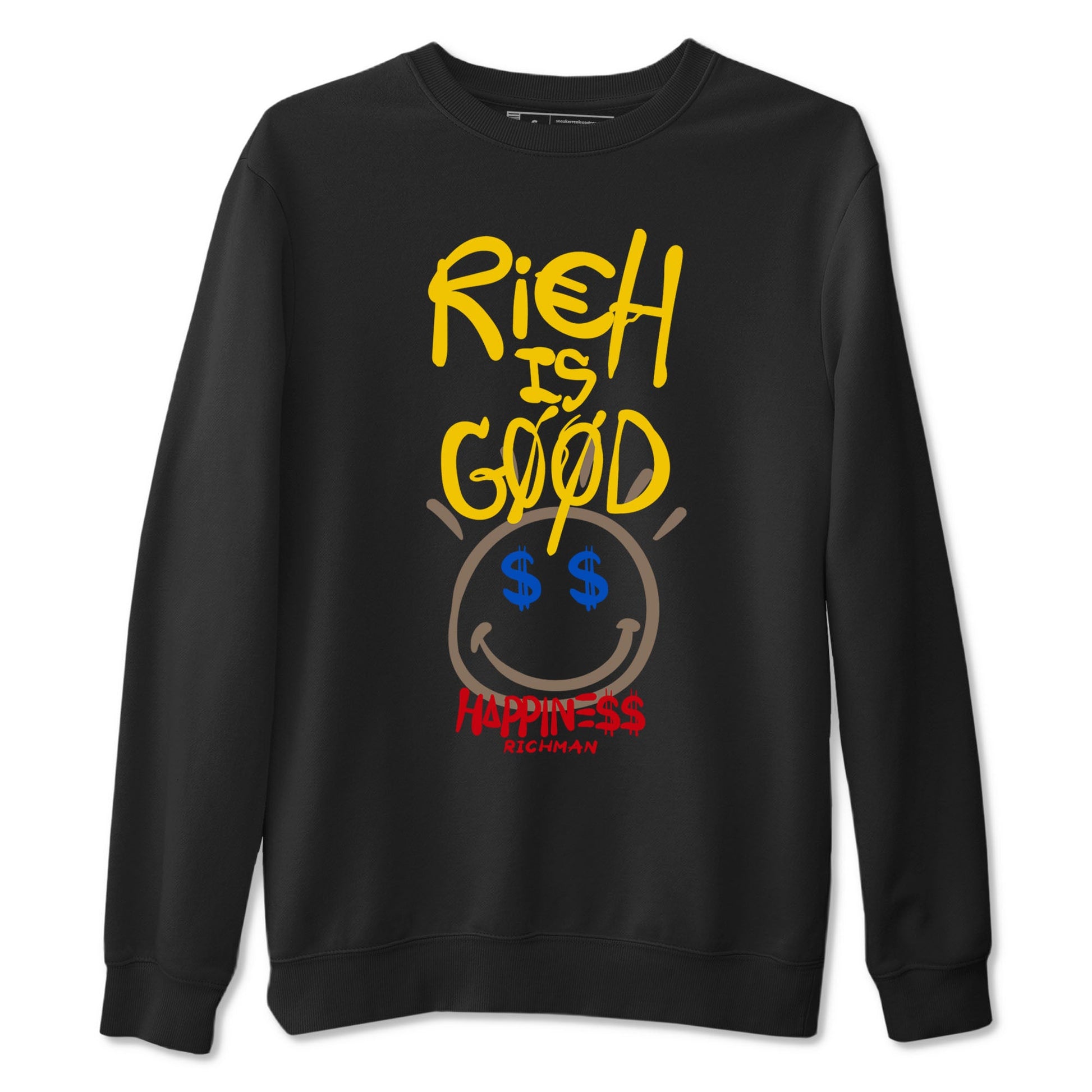 1s Travis Scott Canary shirt to match jordans Rich Is Good sneaker tees Air Jordan 1 Travis Scott Canary SNRT Sneaker Release Tees unisex cotton Black 2 crew neck shirt