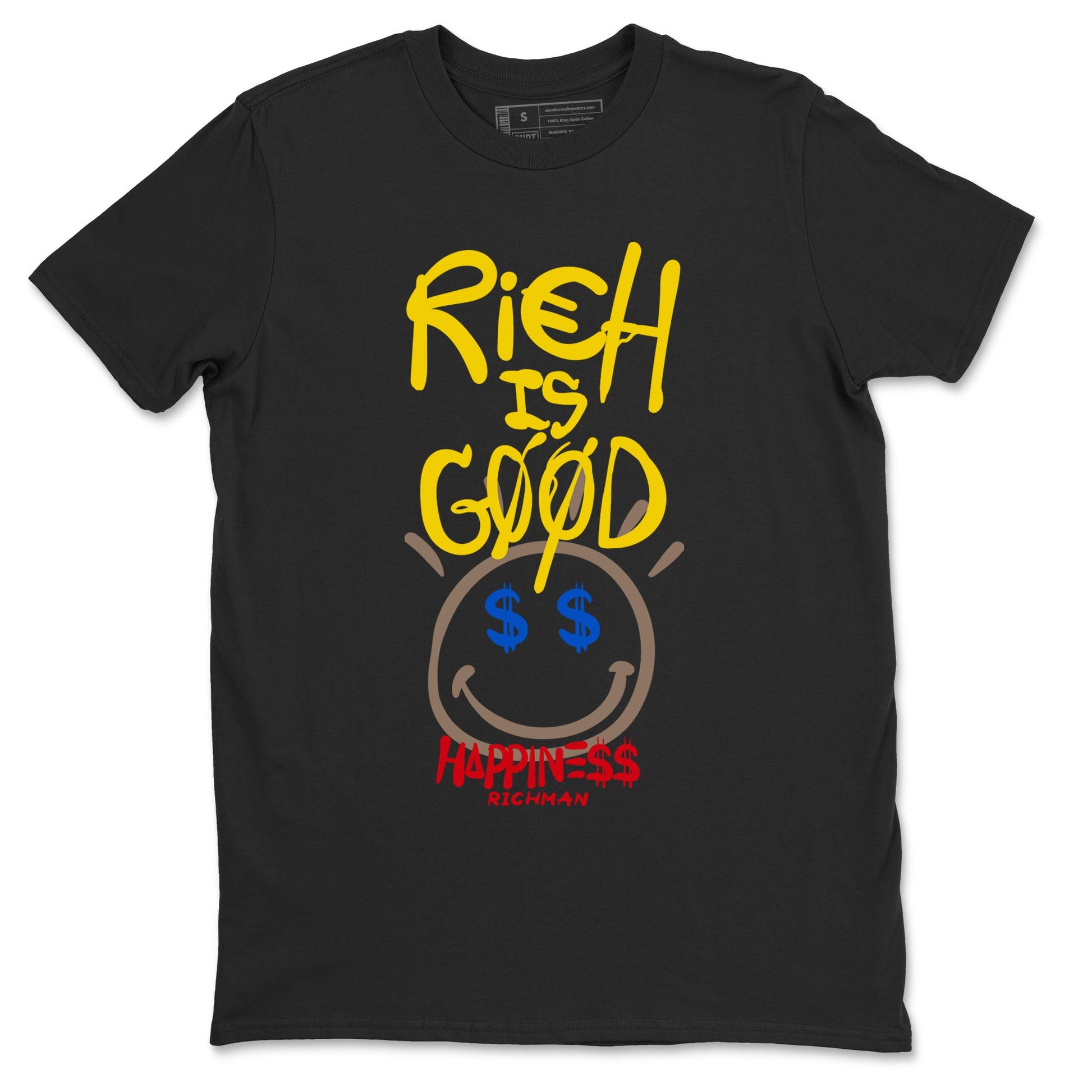 1s Travis Scott Canary shirt to match jordans Rich Is Good sneaker tees Air Jordan 1 Travis Scott Canary SNRT Sneaker Release Tees unisex cotton Black 2 crew neck shirt