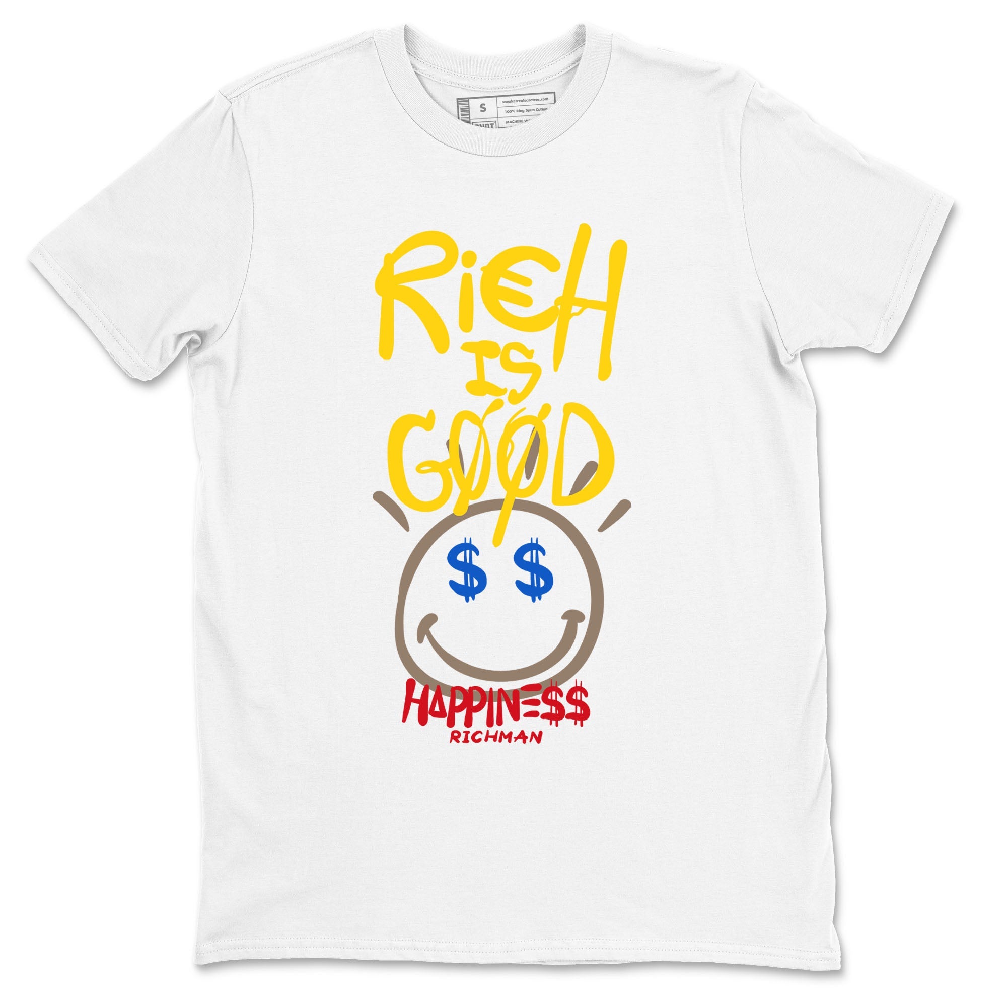 1s Travis Scott Canary shirt to match jordans Rich Is Good sneaker tees Air Jordan 1 Travis Scott Canary SNRT Sneaker Release Tees unisex cotton White 2 crew neck shirt