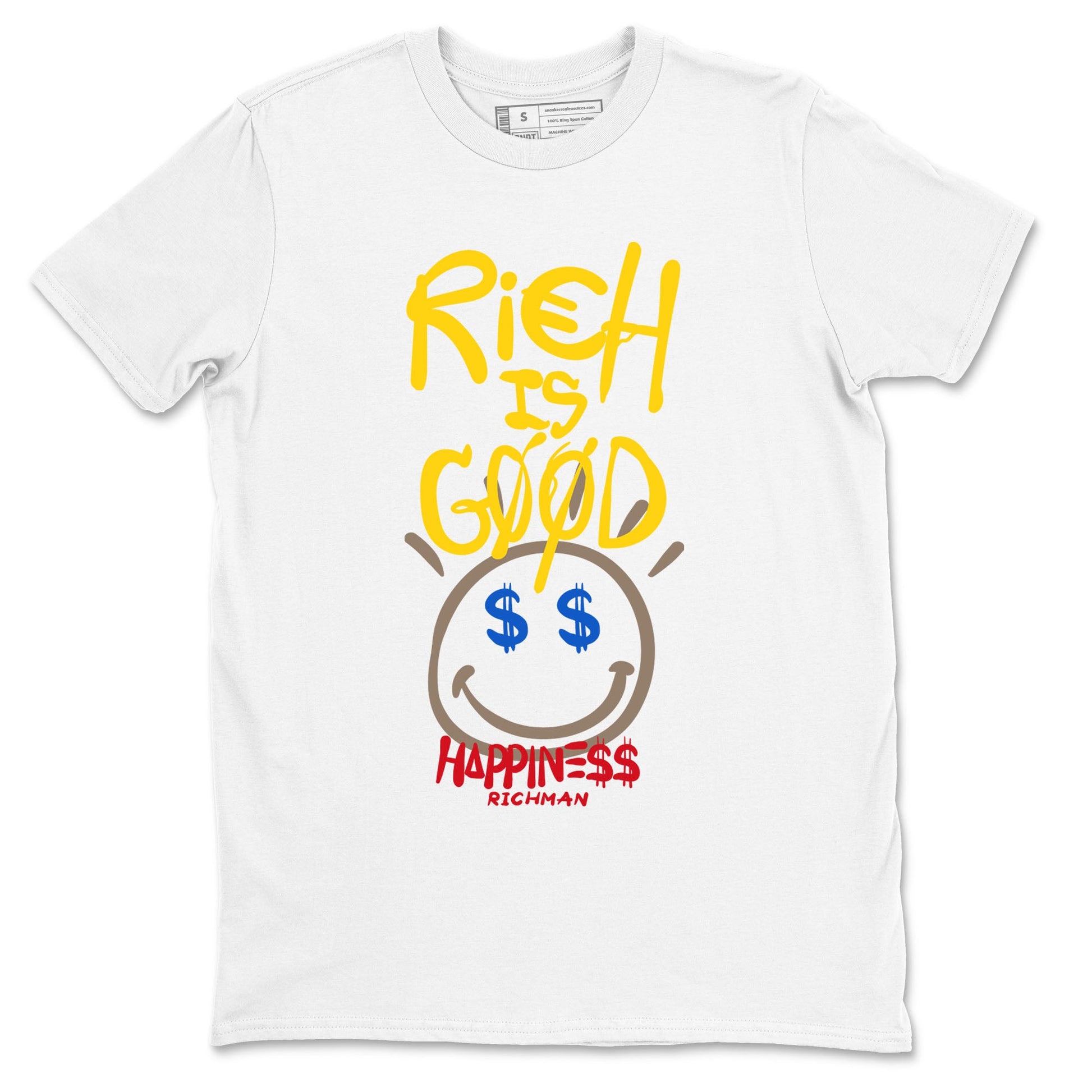 1s Travis Scott Canary shirt to match jordans Rich Is Good sneaker tees Air Jordan 1 Travis Scott Canary SNRT Sneaker Release Tees unisex cotton White 2 crew neck shirt