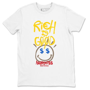 1s Travis Scott Canary shirt to match jordans Rich Is Good sneaker tees Air Jordan 1 Travis Scott Canary SNRT Sneaker Release Tees unisex cotton White 2 crew neck shirt